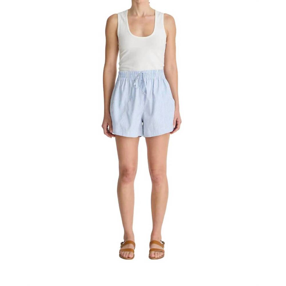 NEW APIECE APART trail short in blue and white stripe